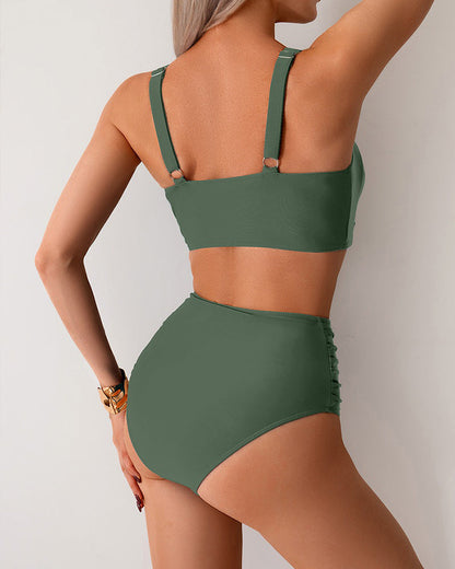 Bikini liso con nudo de talle alto Patricia