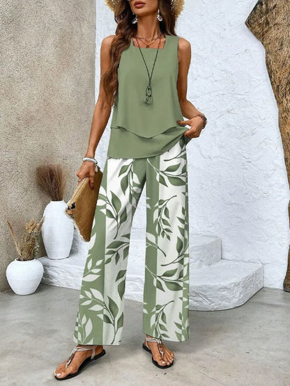 Conjunto de top sin mangas y pantalón ancho Itzel