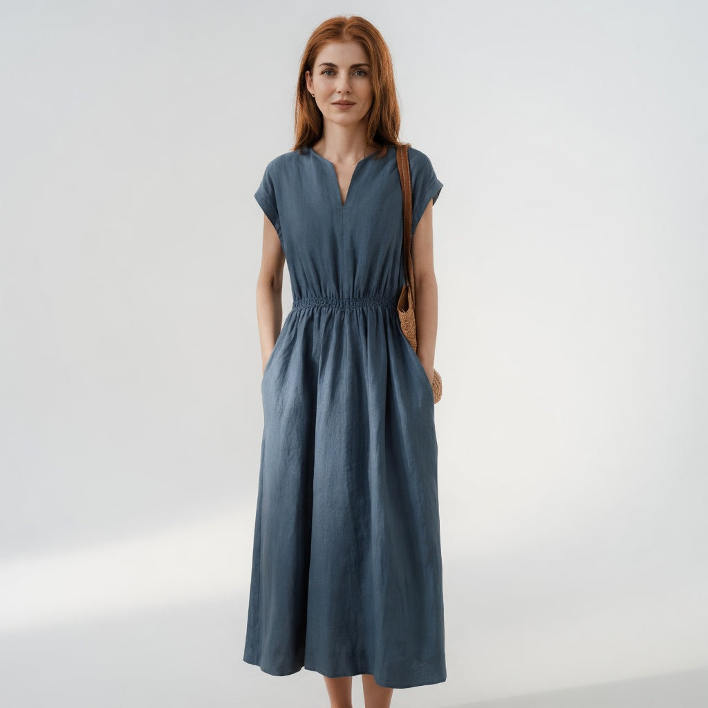 Vestido de lino mezclado Ximena