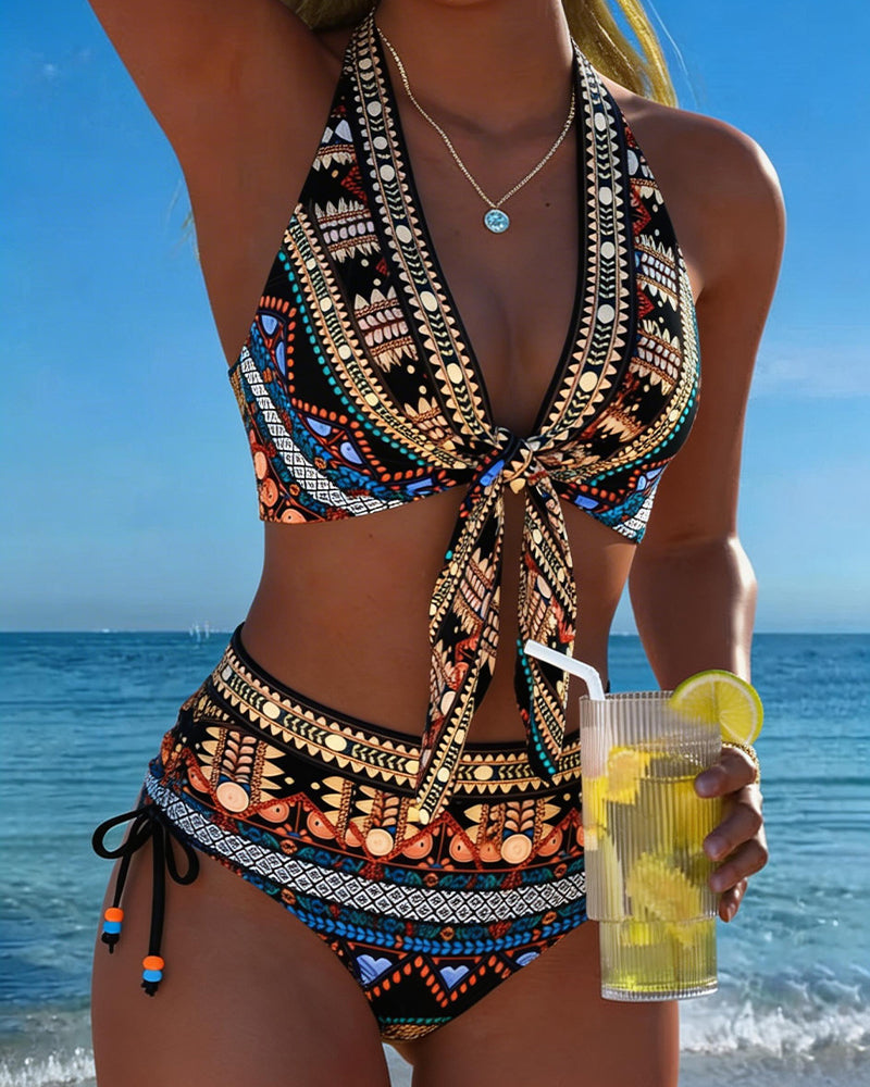 Bikini bohemio geométrico halter Rosario