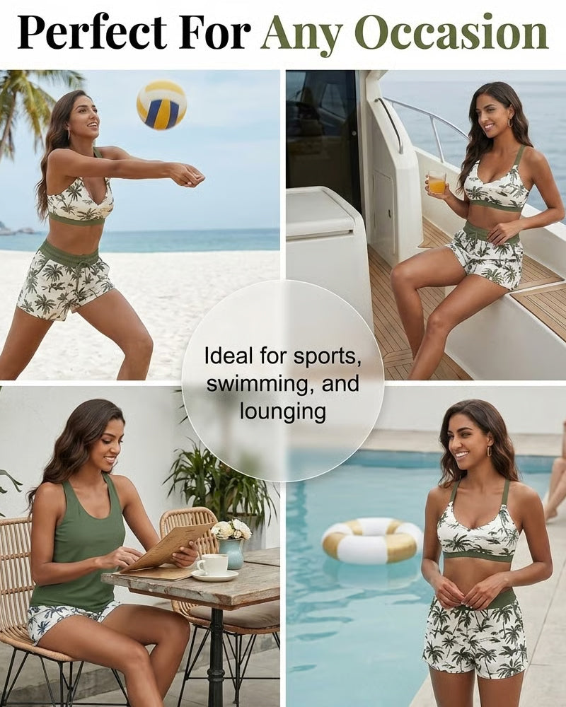 Conjunto de playa estampado con salida y bikini Ilse