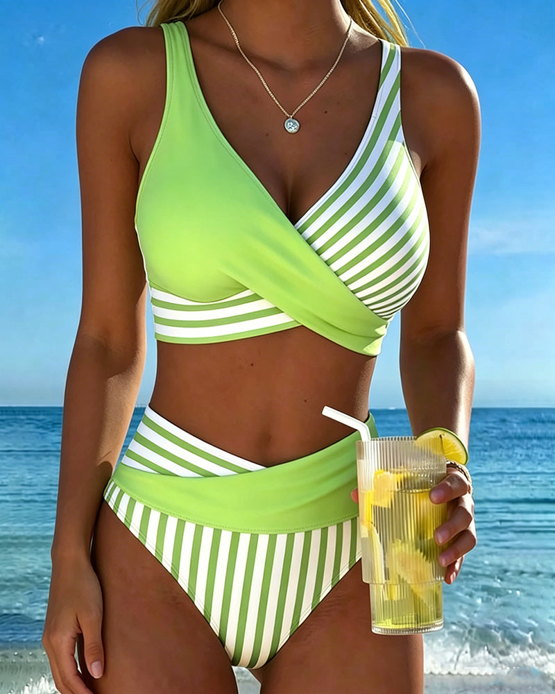 Bikini cruzado de rayas Erika