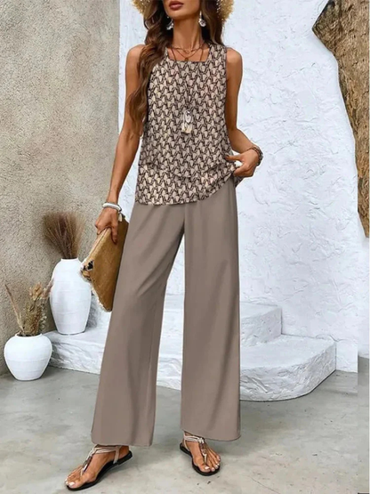 Conjunto de top sin mangas y pantalón ancho Itzel