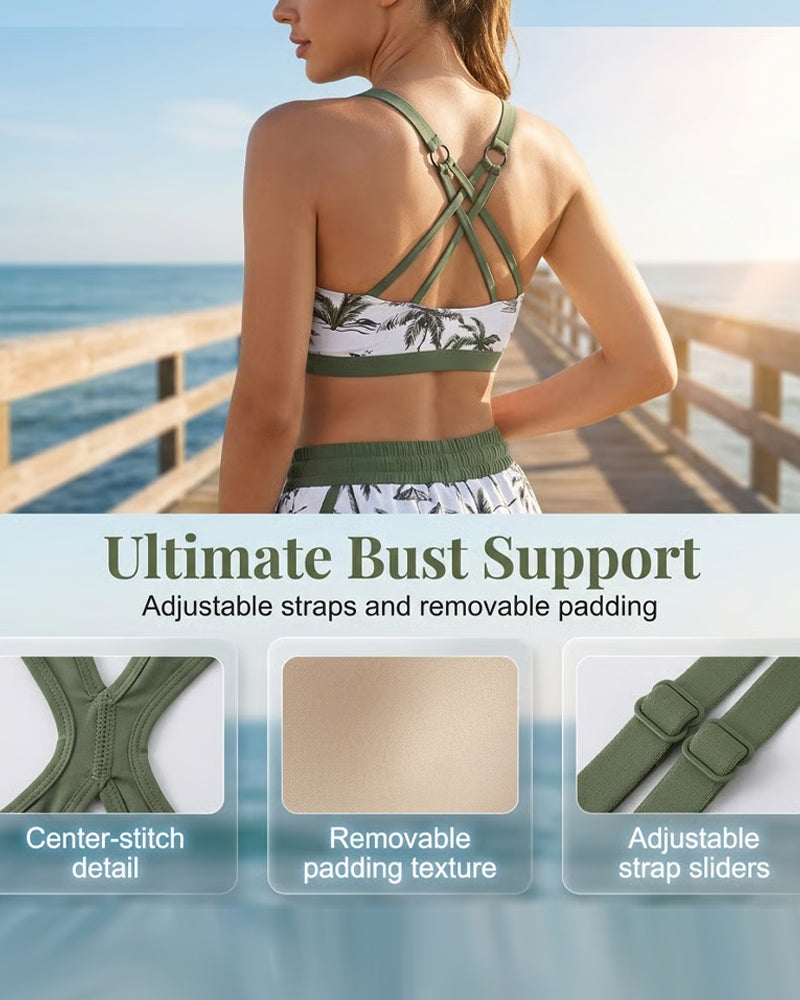 Conjunto de playa estampado con salida y bikini Ilse