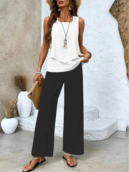 Conjunto de top sin mangas y pantalón ancho Itzel