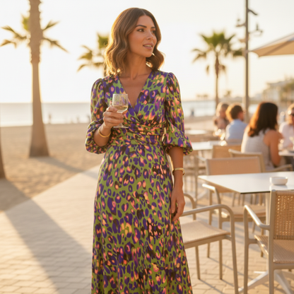 Vestido estampado con escote en V Julieta