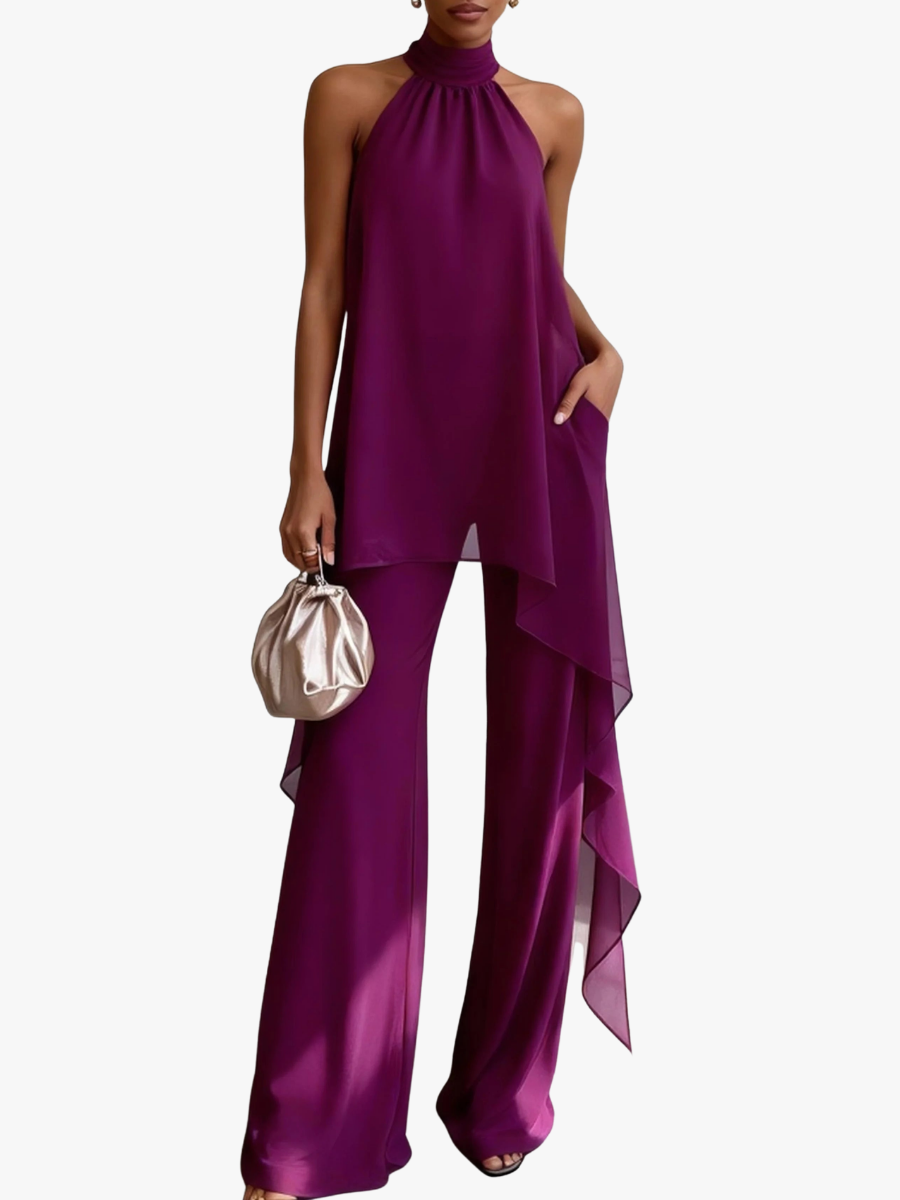 Conjunto de dos piezas con cuello halter Rosario