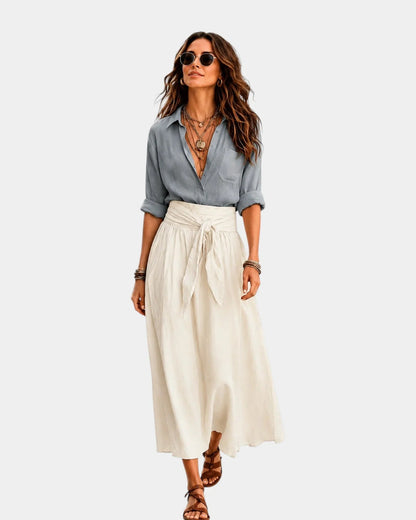 Conjunto de falda midi y camisa Liliana