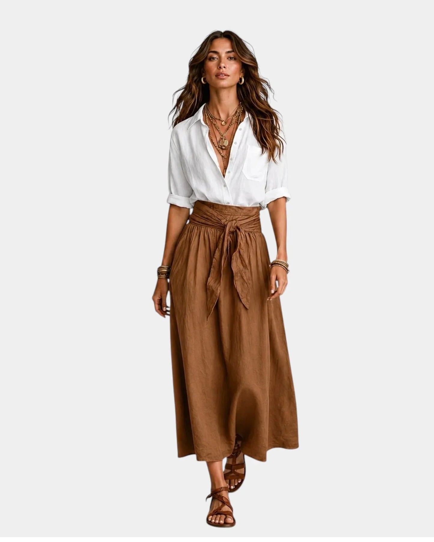 Conjunto de falda midi y camisa Beatriz