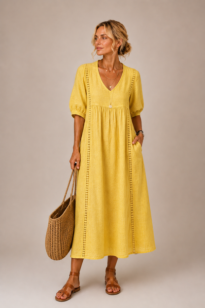 Vestido midi de lino Norma