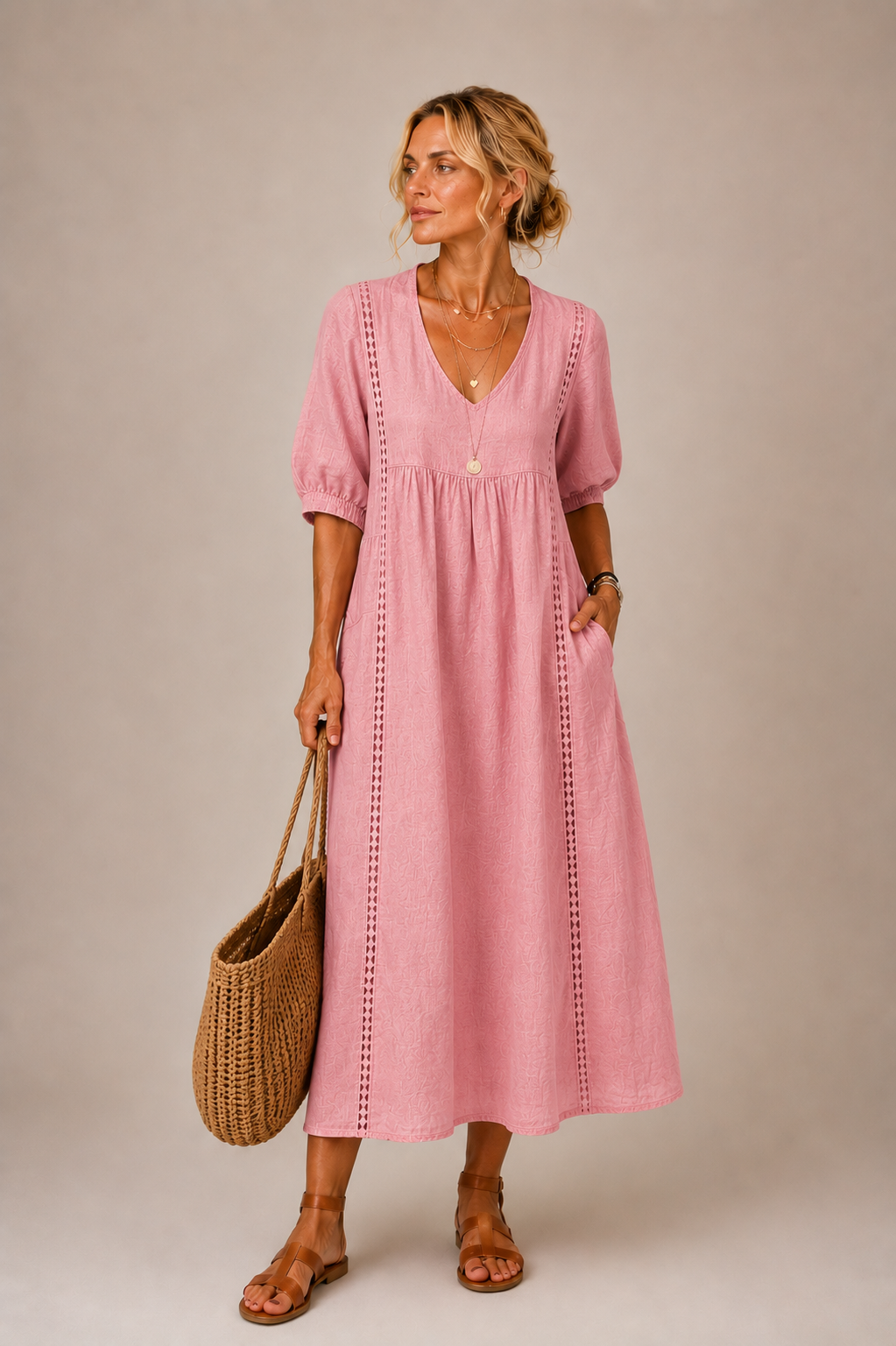 Vestido midi de lino Norma