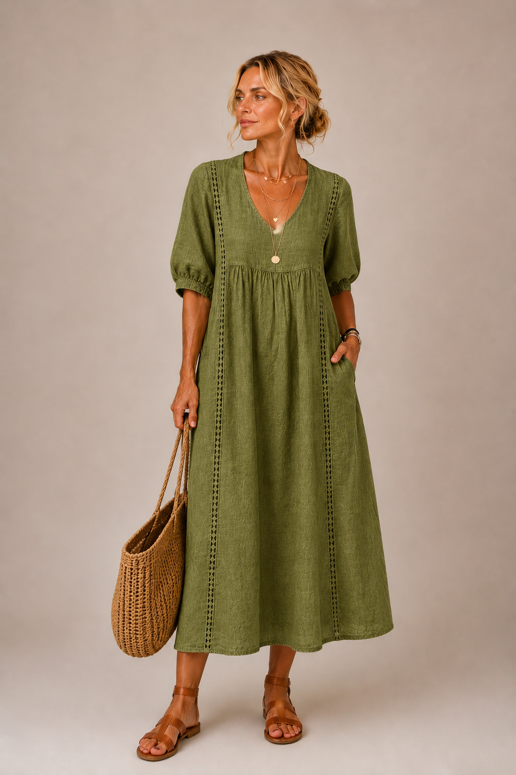 Vestido midi de lino Norma