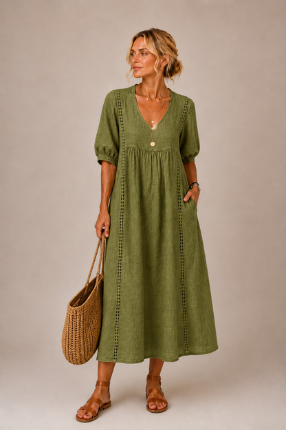Vestido midi de lino Norma