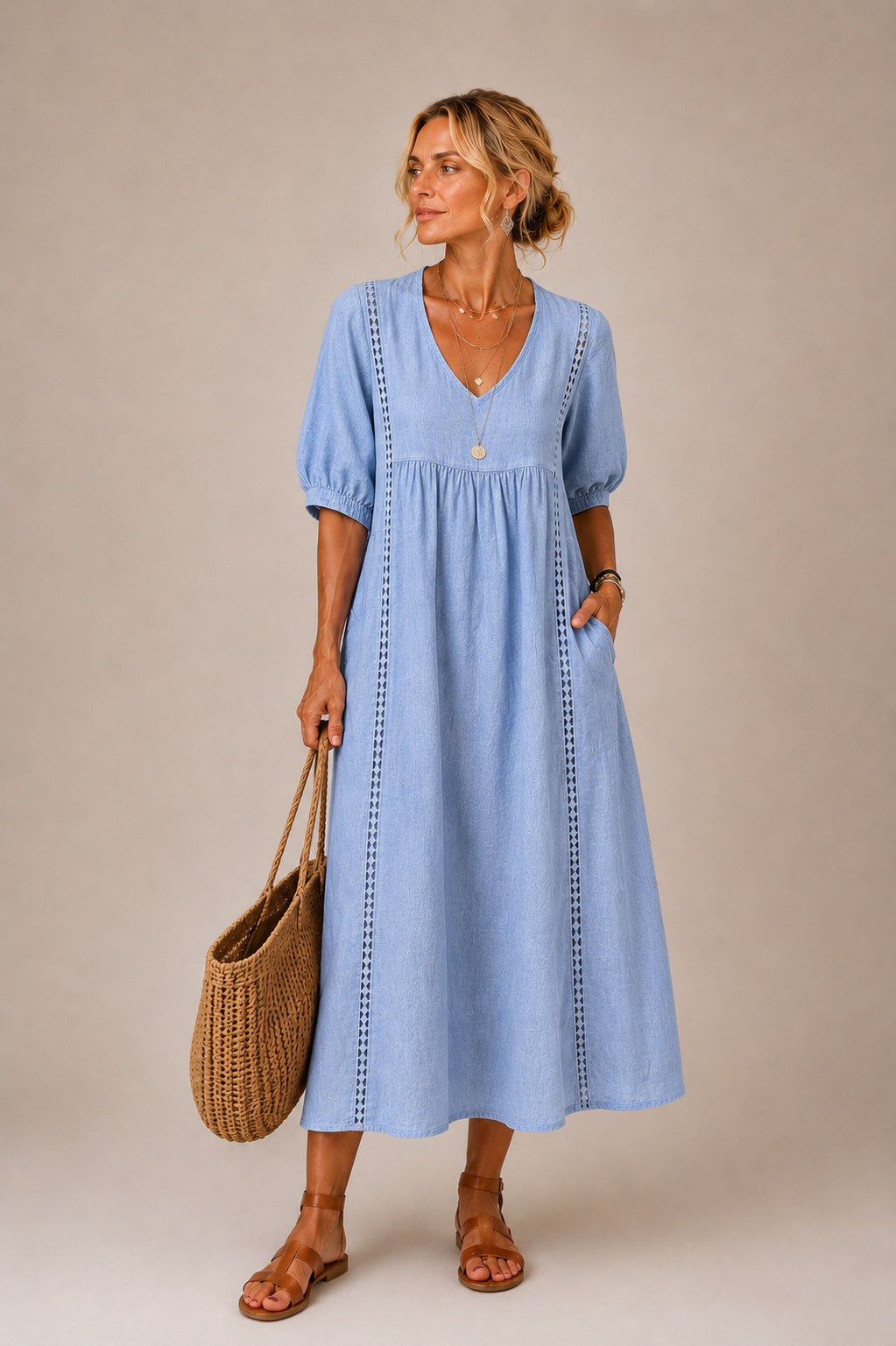 Vestido midi de lino Norma