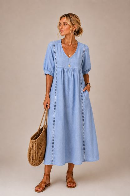 Vestido midi de lino Norma