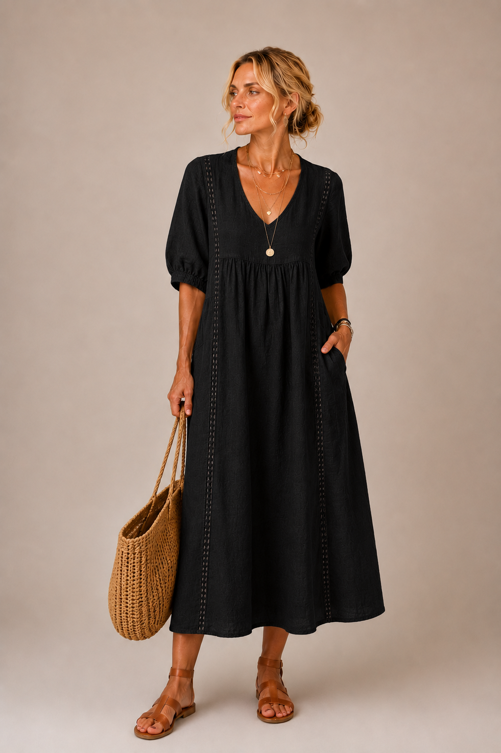 Vestido midi de lino Norma
