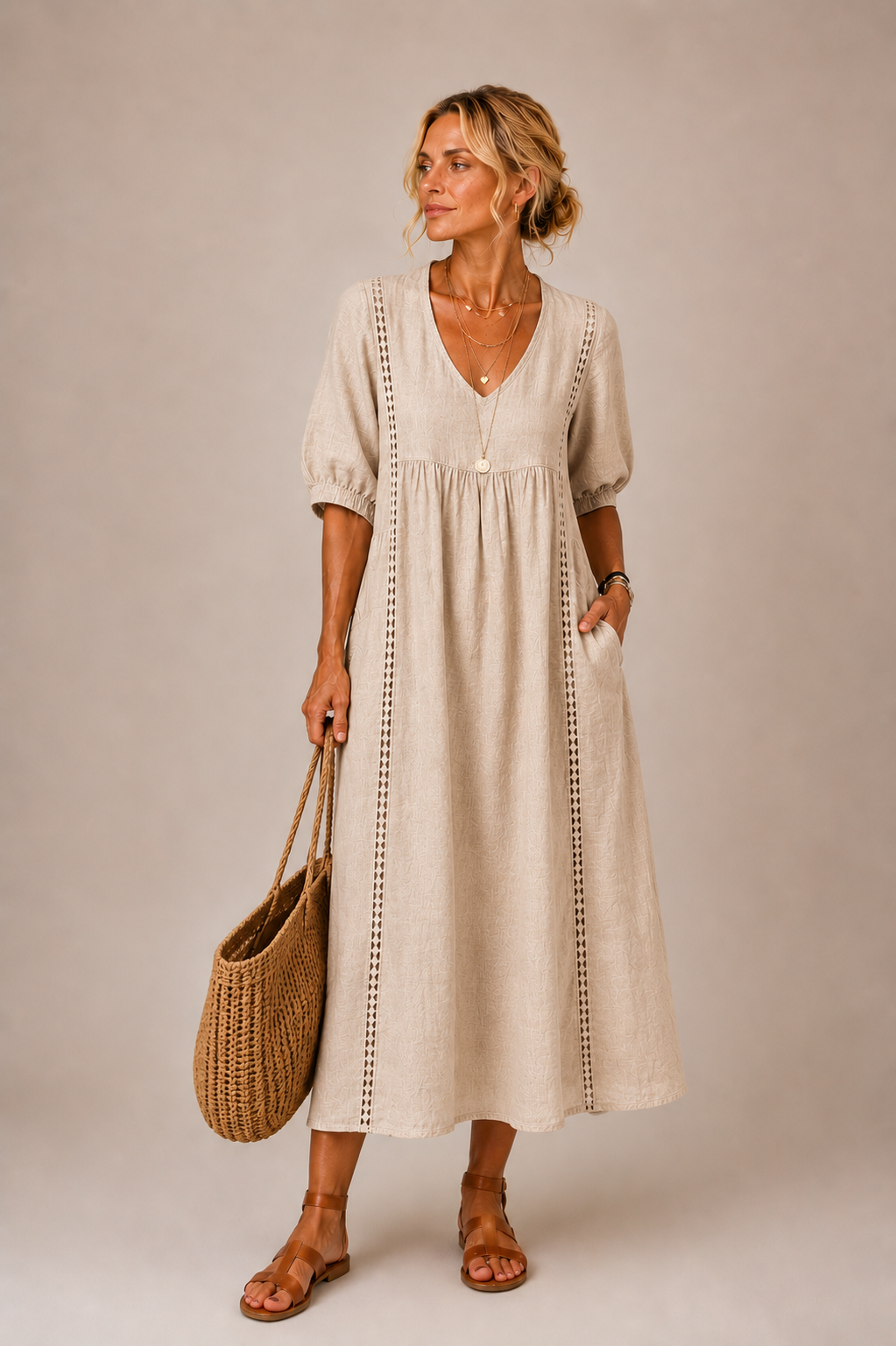 Vestido midi de lino Norma