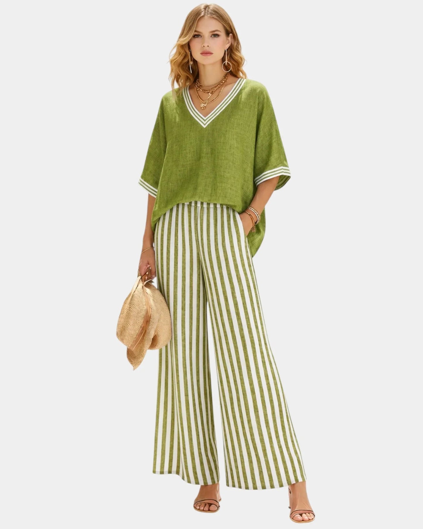 Conjunto de blusa y pantalón Celia