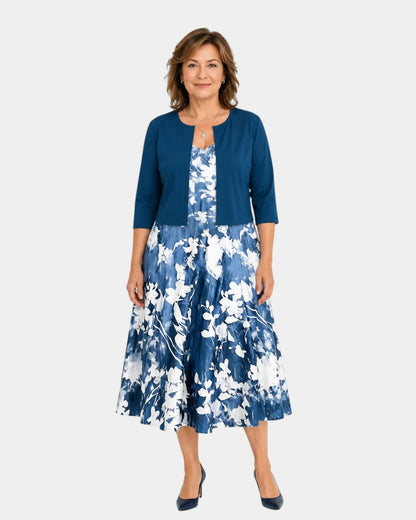 Conjunto de vestido floral y saco Yaretzi