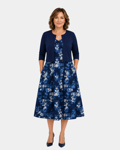 Conjunto de vestido floral y saco Yaretzi