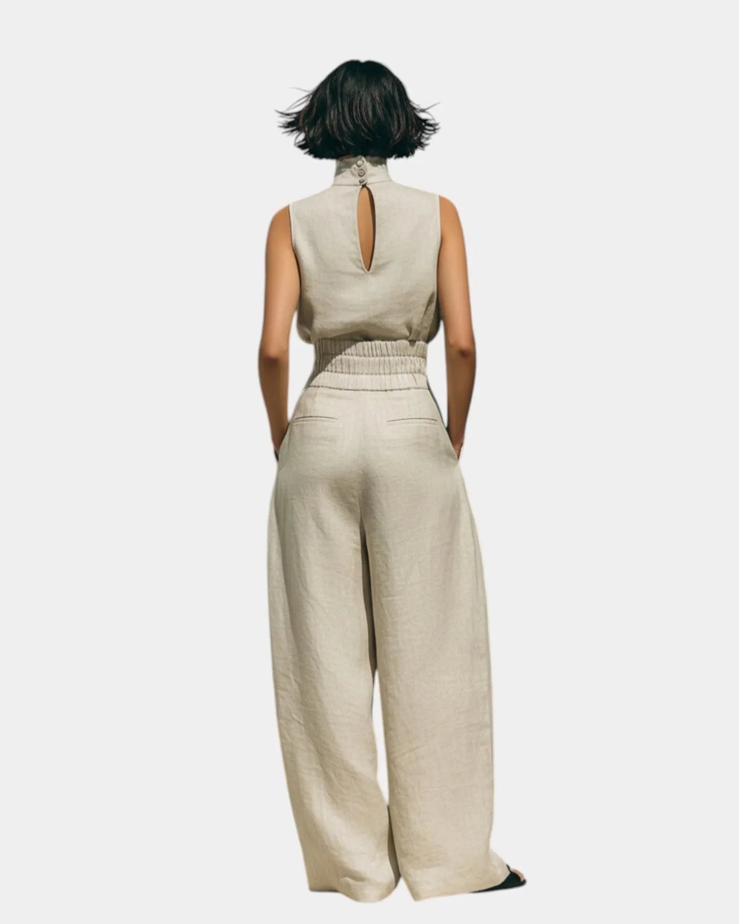 Conjunto de camiseta sin mangas y pantalón ancho Susana