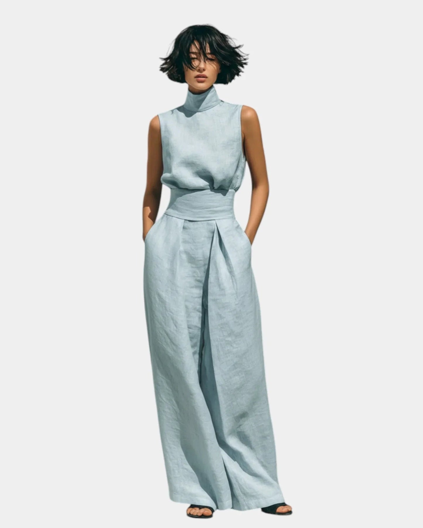 Conjunto de camiseta sin mangas y pantalón ancho Susana