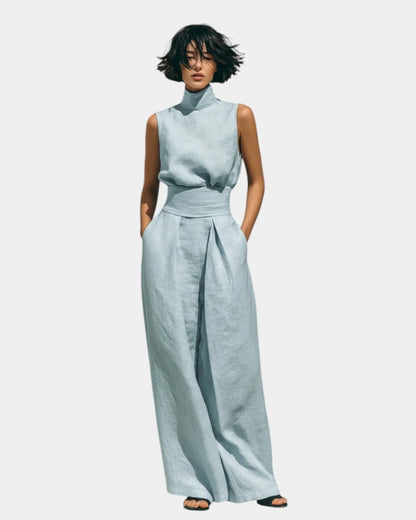 Conjunto de camiseta sin mangas y pantalón ancho Susana