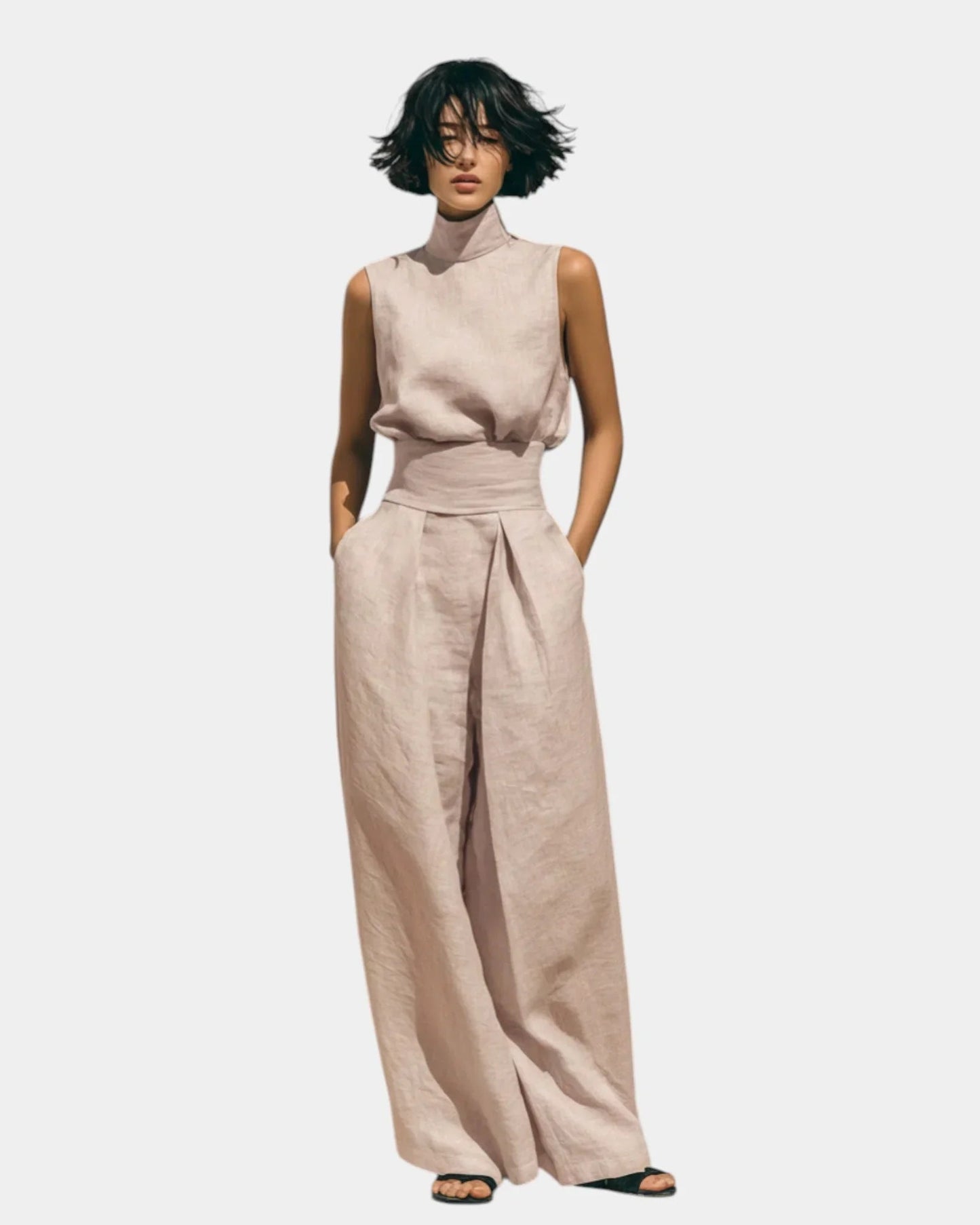 Conjunto de camiseta sin mangas y pantalón ancho Susana