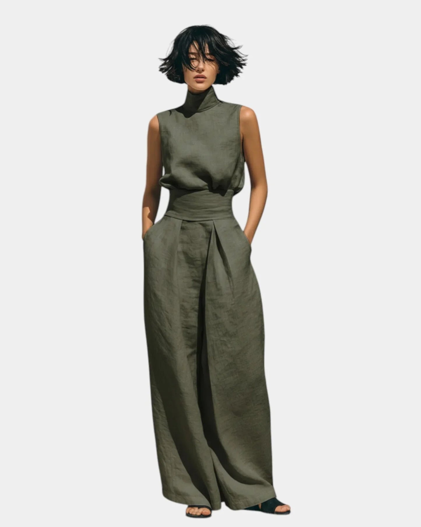Conjunto de camiseta sin mangas y pantalón ancho Susana