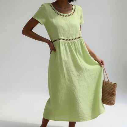Vestido midi de algodón bordado Mónica