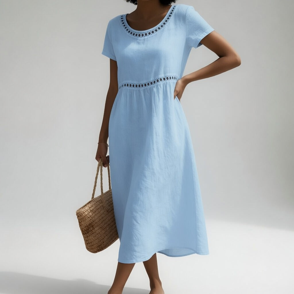 Vestido midi de algodón bordado Mónica