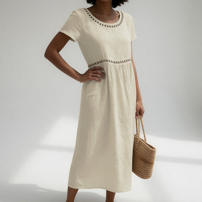 Vestido midi de algodón bordado Mónica
