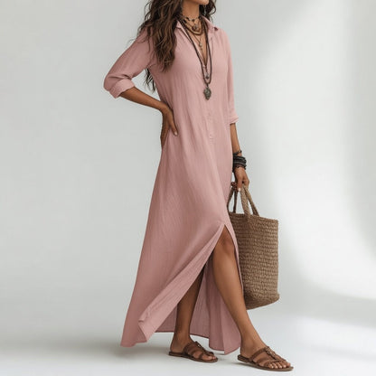 Vestido largo camisero bohemio Aurora
