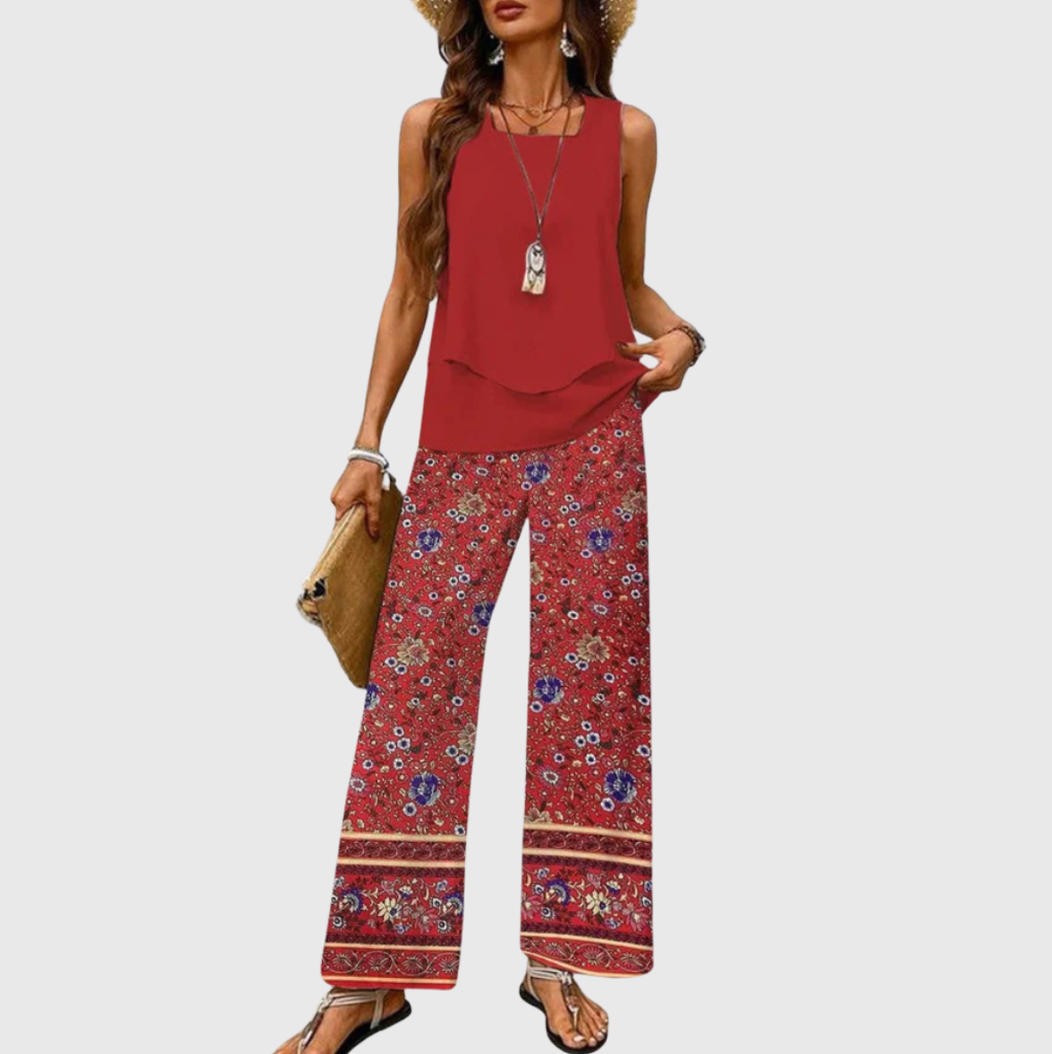 Conjunto de top sin mangas y pantalón ancho Itzel