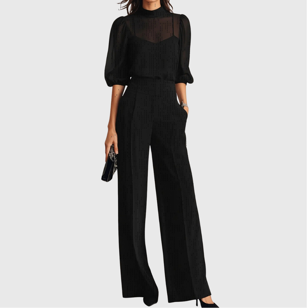 Conjunto de tres piezas con pantalón ancho Montserrat