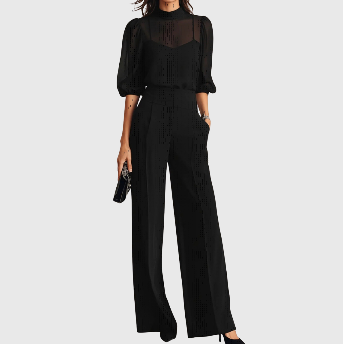 Conjunto de tres piezas con pantalón ancho Montserrat