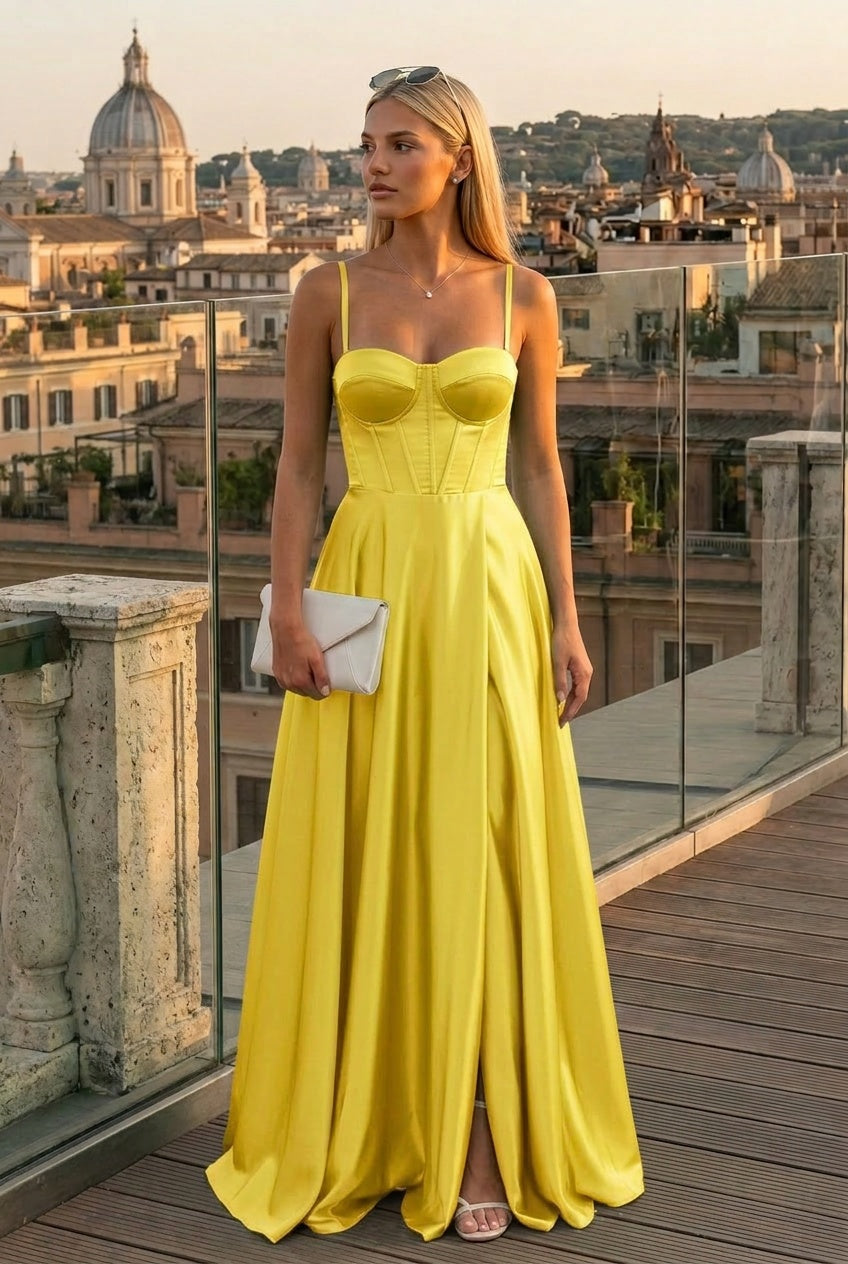 Vestido largo satinado Maritza