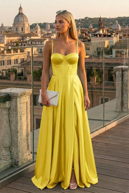 Vestido largo satinado Maritza