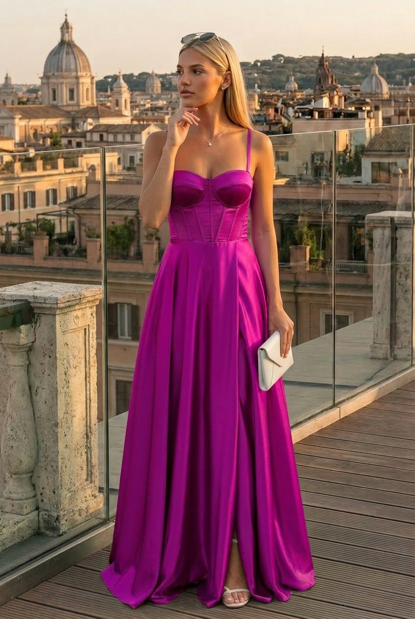 Vestido largo satinado Maritza