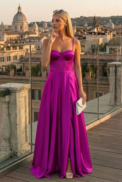 Vestido largo satinado Maritza