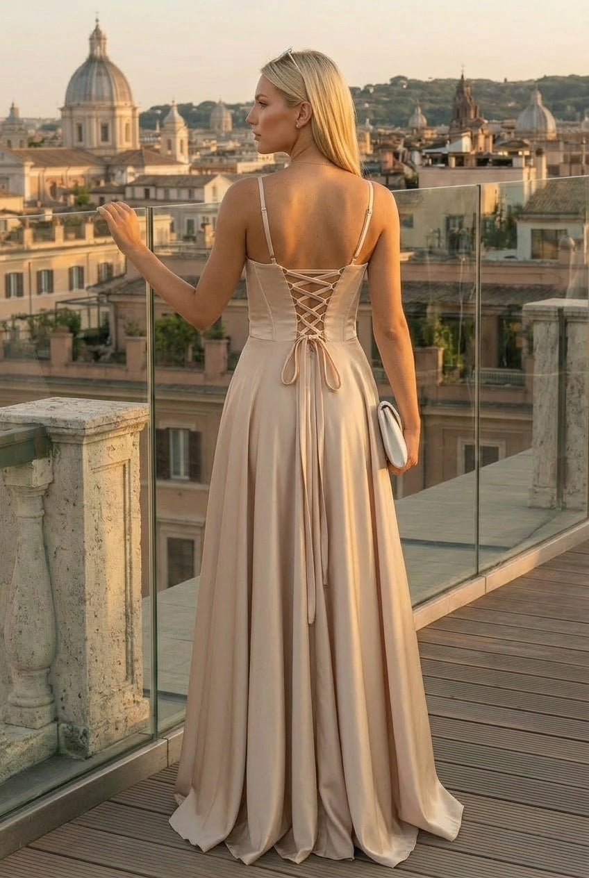 Vestido largo satinado Maritza
