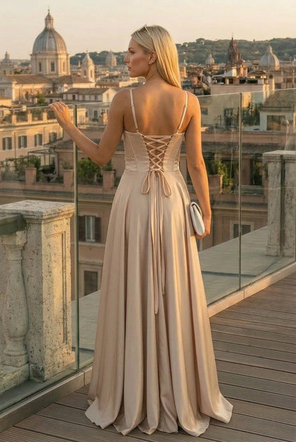 Vestido largo satinado Maritza