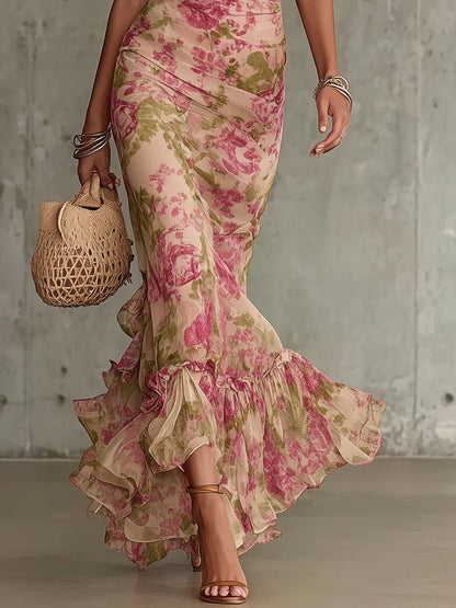 Vestido maxi floral de mangas abullonadas Verónica