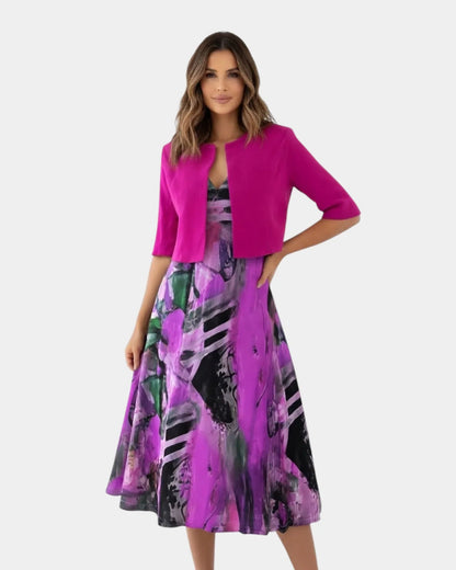 Conjunto de vestido y saco estampado Frida