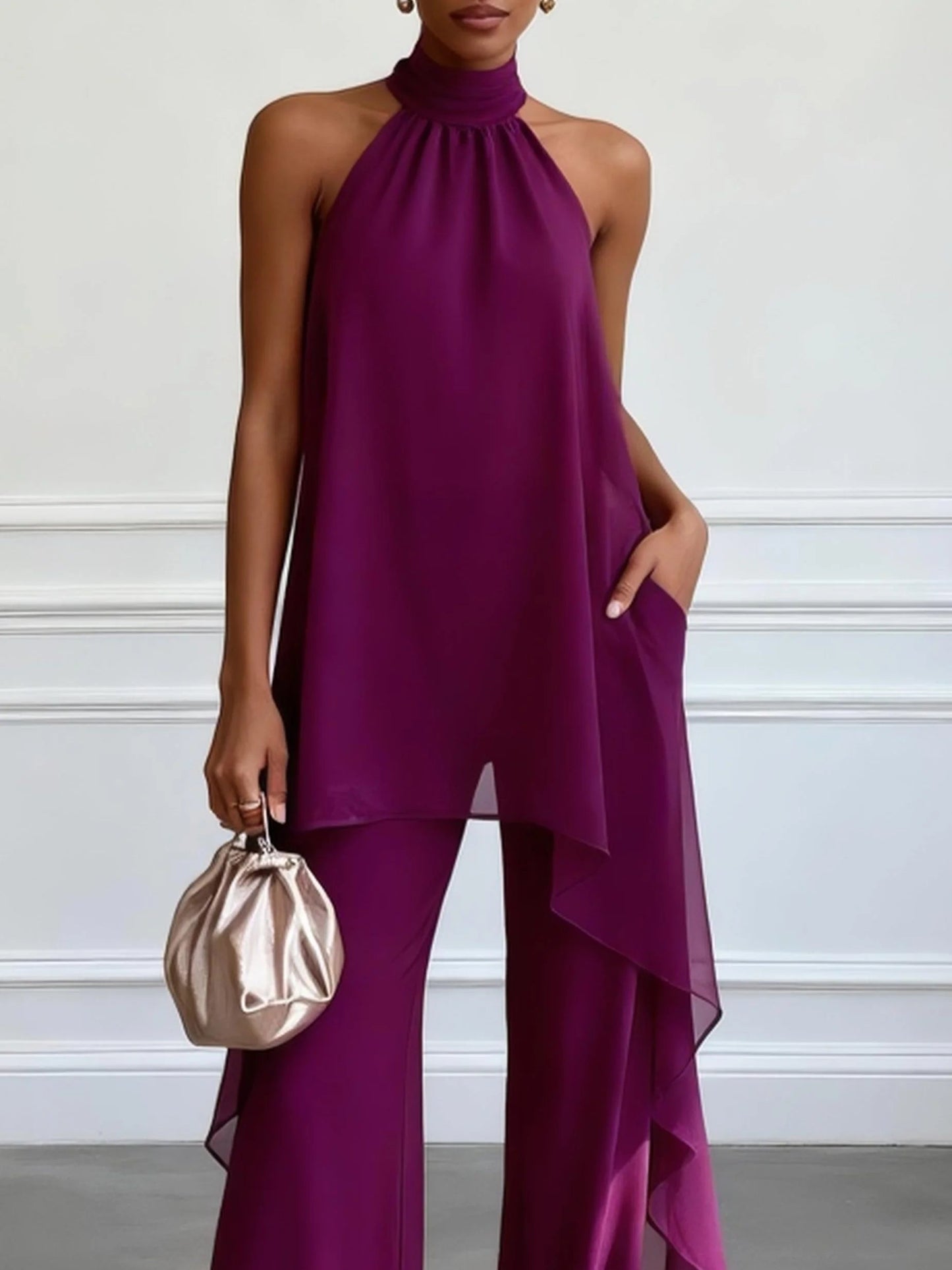 Conjunto de dos piezas con cuello halter Rosario