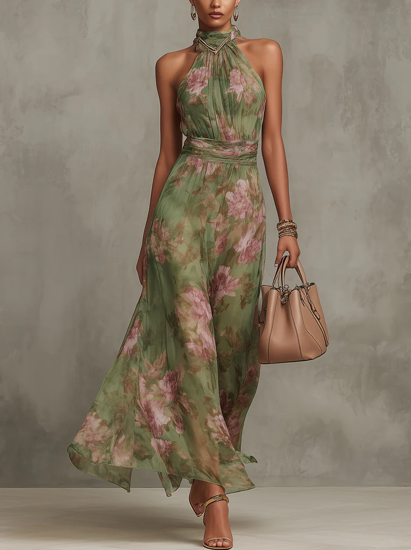 Vestido largo floral fluido Ariana