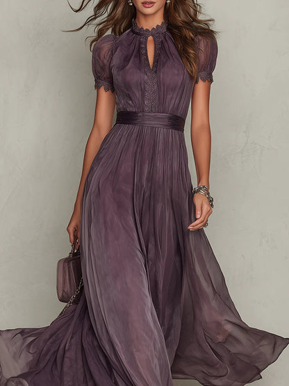 Vestido maxi de chiffon con encaje Emilia