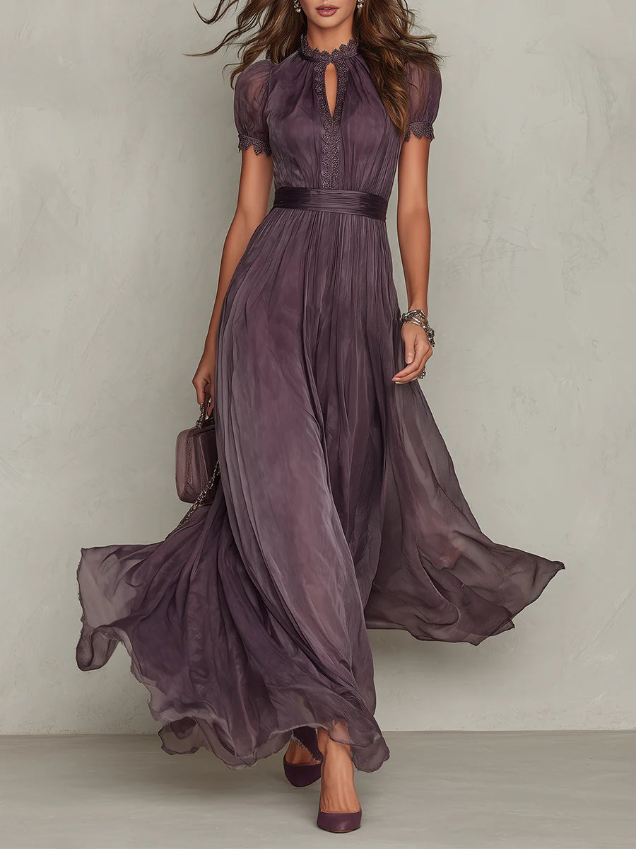 Vestido maxi de chiffon con encaje Emilia