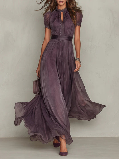 Vestido maxi de chiffon con encaje Emilia