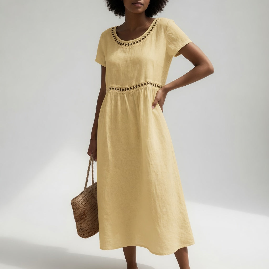 Vestido midi de algodón bordado Mónica